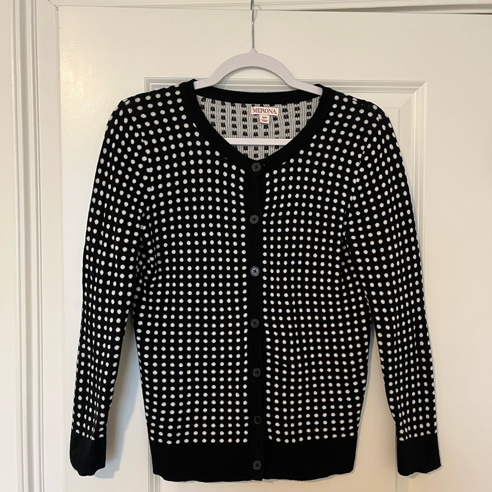 Polka dot cardigan sweater
